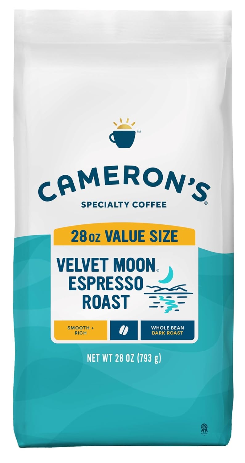 Cameron's Coffee Roasted Whole Bean Coffee, Velvet Moon Espresso Roast, 28 Ounce