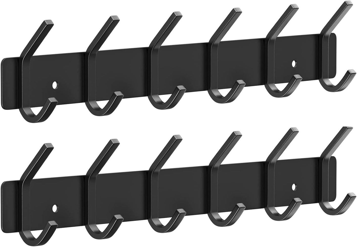 VAEHOLD Wall Hooks Coat Hooks Wall Mounted, Coat Rack with 6 Double Hooks for Hanging Towel Hat Coat Robe Bag Key for Bathroom Kitchen Bedroom 2 Pack