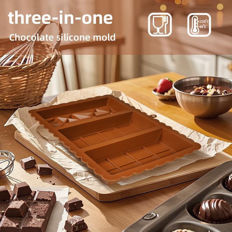 Chocolate Bar Mold - Food Grade Silicone Chocolate Molds, Non-Stick & Easy to Release Deep Mold for Dubai Pistachio Chocolates, Candy, Snacks, Desserts, Resin Art, Dishwasher Safe (2)