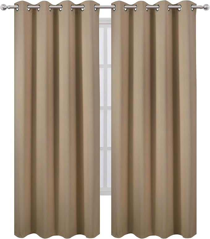 LEMOMO Blackout Curtains 52 x 84 inches Long Natural Curtains Set of 2 Panels - Image 2