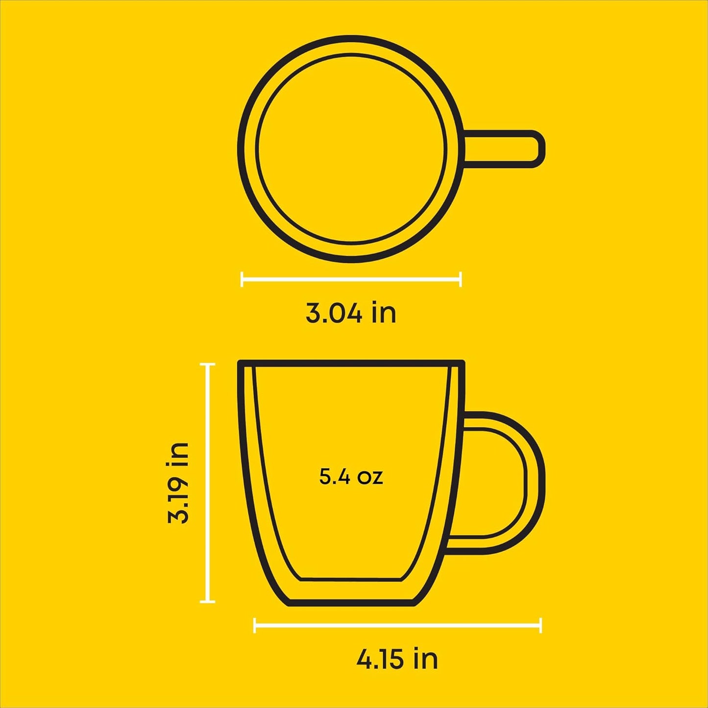 JoyJolt Savor Double Wall Insulated Glasses Espresso Mugs (Set of 2) - 5.4-Ounces