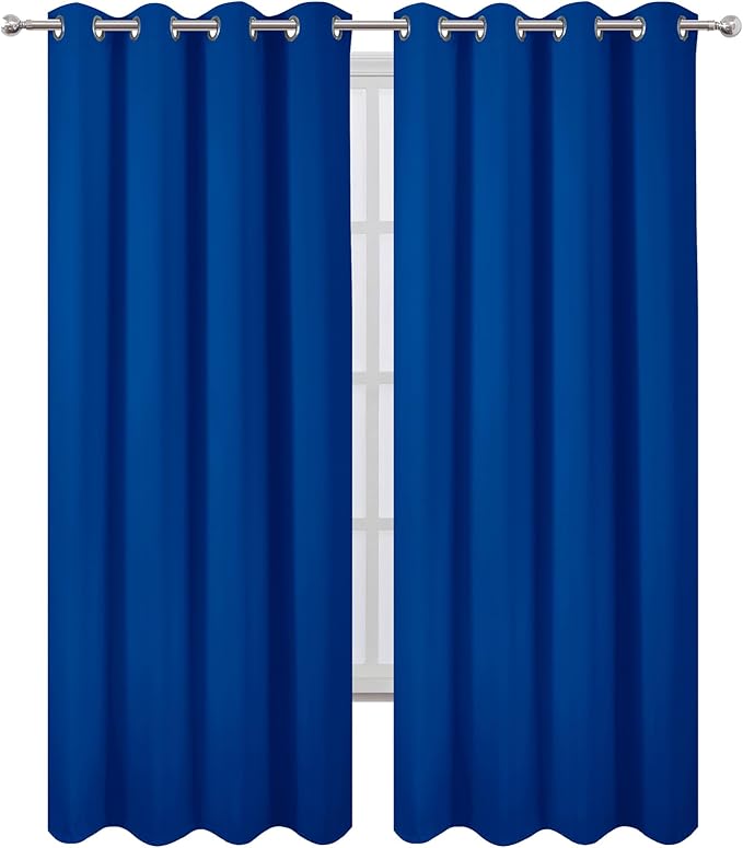 LEMOMO Blackout Curtains 52 x 120 Inch Long Royal Blue Curtains Set of 2 Panels - Image 2