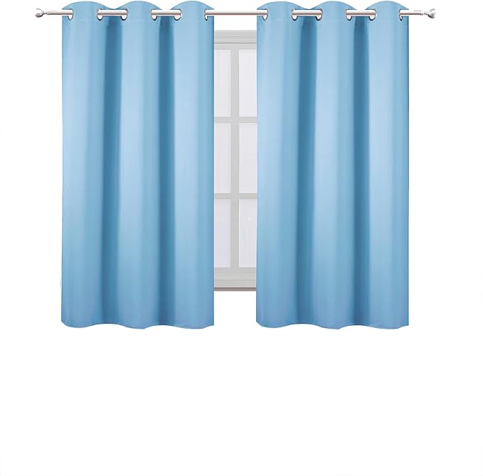 LEMOMO Sky Blue Blackout Curtains 42 x 54 Inch Length Set of 2 Panels Grommet - Image 2