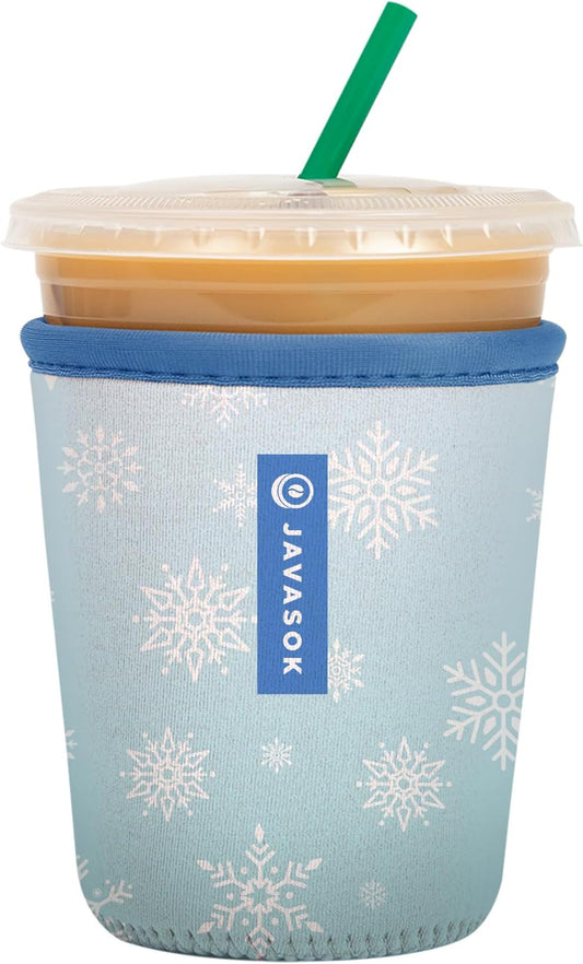 Sok It JavaSok Iced Coffee & Cold Soda Insulated Neoprene Cup Sleeve (Let It Snow, Small: 16-20oz)