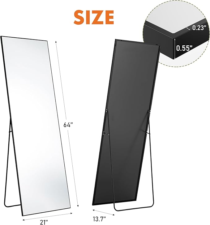 DUMOS Full Length Mirror 64"x21" Full Body Floor Mirror - Image 5