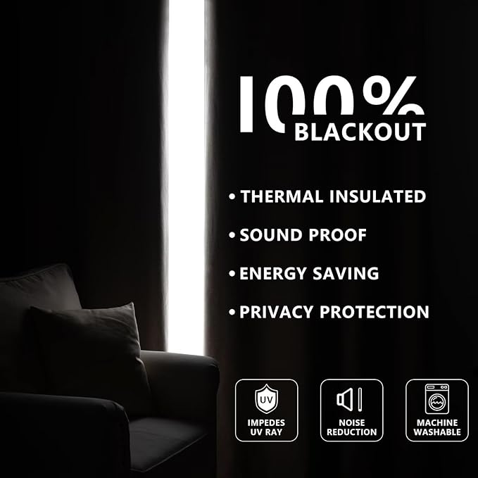 IGEMAEVE 100% Blackout Curtains 96 Inches Long - Image 7