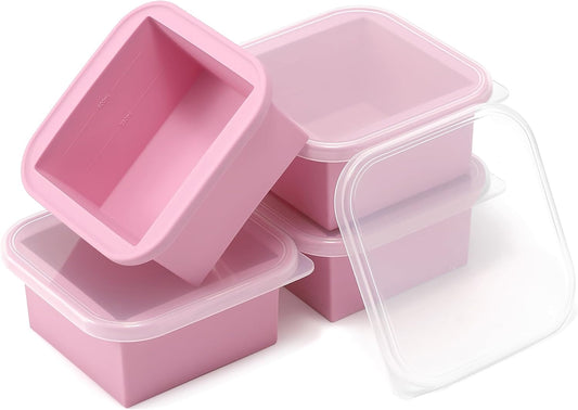2-Cup Silicone Freezer Trays with Lids – Perfect for Meal Prep, Portion Control, and Easy Freezing-Meal Prep Container Molds for Soup,Leftovers (Cotton Candy, 4 Pack)