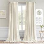 MIULEE Beige White Back Tab Blackout Curtains 102 Inch Long 2 Panels Set by MIULEE