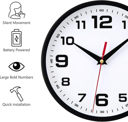14 Inch Wall Clock Silent Non-Ticking Modern Clocks Battery Operated Large - Image 2