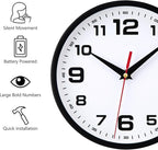 Wall Clock Silent Non-Ticking 10 Inch Clocks Battery Operated Large Numbers - Image 2