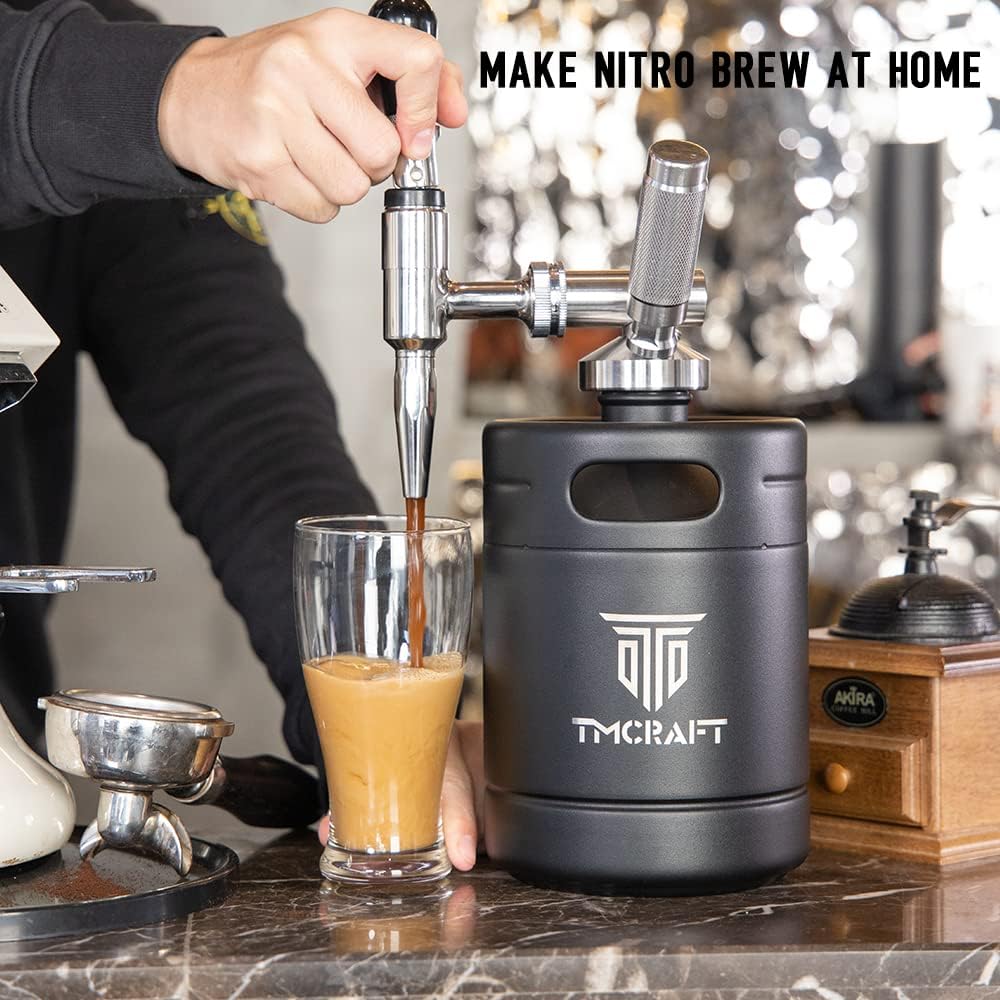 TMCRAFT 64oz Nitro Cold Brew Coffee Maker, Home Brew Coffee Keg with Stainless Steel Stout Creamer Faucet & Pressure Relieving Valve