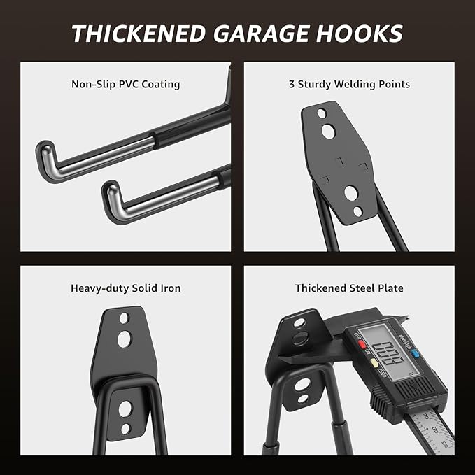 30 Pack Garage Hooks, Heavy Duty Steel Wall Mount Utility Hangers - Image 4