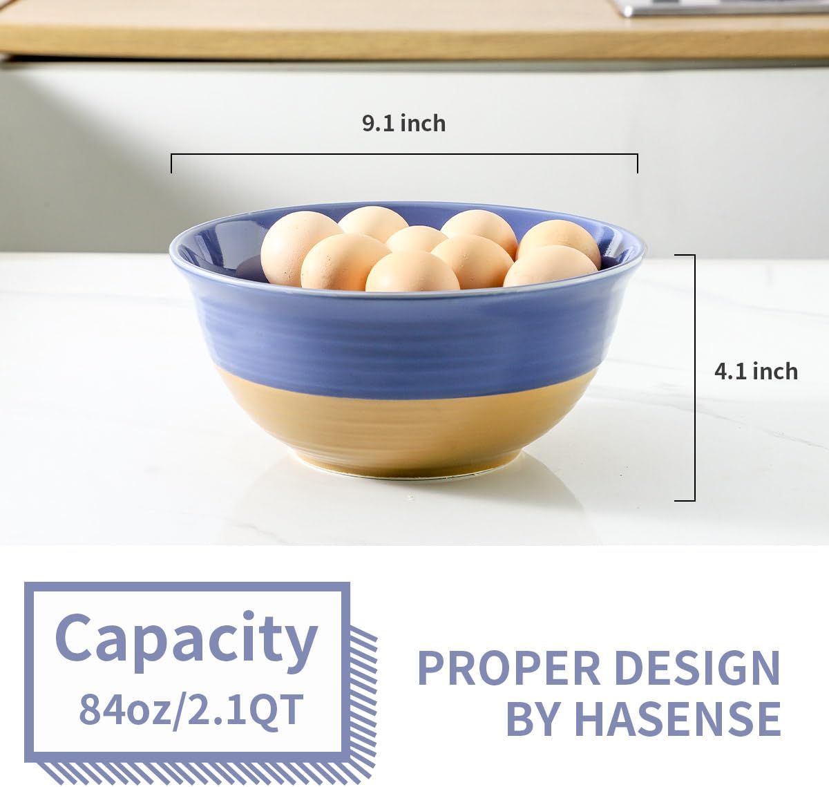 Hasense Salad Bowls Set of 2, 9 Inch Purple Ceramic Serving & Mixing Bowls - 84 Ounce, Microwave Safe: Perfect for Entertaining, Cooking, Baking & Dinner Plates