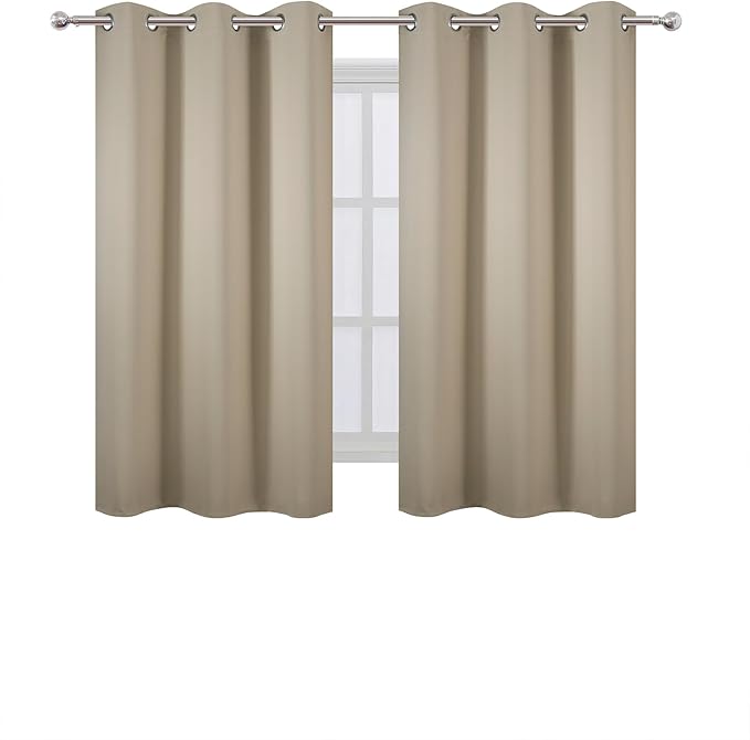 LEMOMO Beige Blackout Curtains 42 x 54 Inch Length Set of 2 Panels Grommet - Image 2