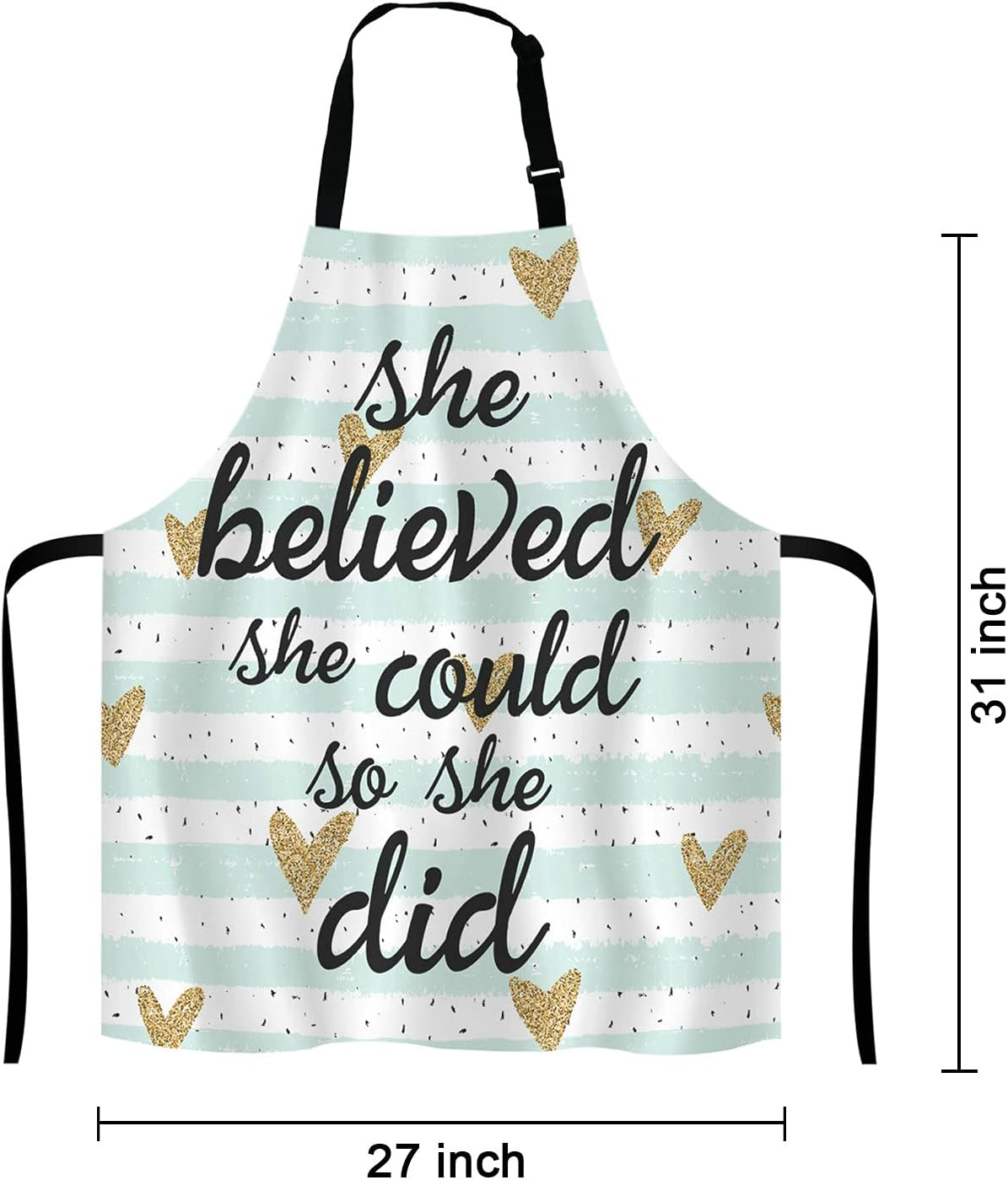 She Believed She Could So She Did Inspirational Quotes Adjustable Bib Apron Kitchen Cooking Baking Gardening Apron for Women Men