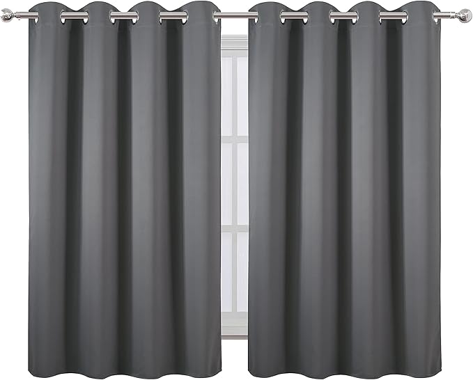 LEMOMO Frost Grey Thermal Blackout Curtains/52 x 54 Inch/Set of 2 Panels Room - Image 2