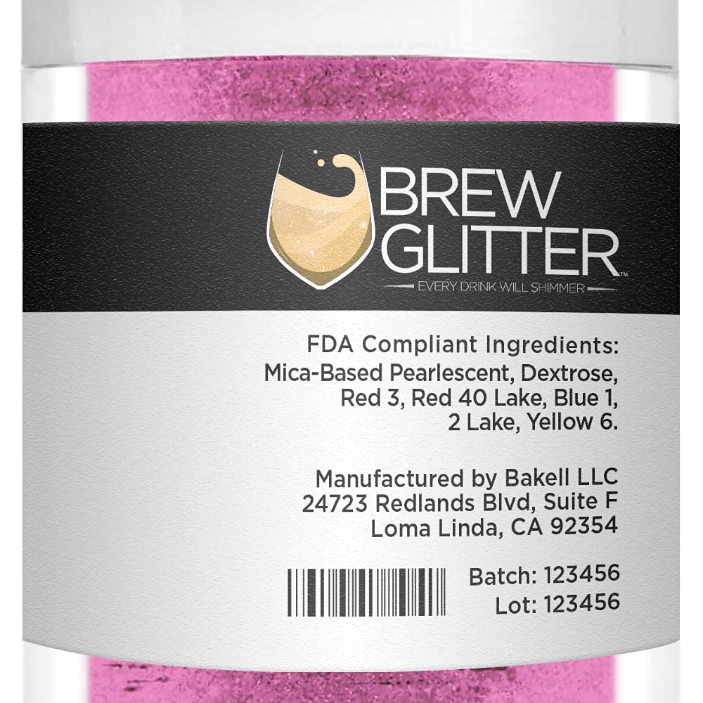 Pink BREW GLITTER Edible Glitter For Drinks, Cocktails, Beer, Garnish Glitter & Beverages | KOSHER & HALAL Certified | 100% Edible & Food Grade | Vegan, Gluten, Nut Free (25g, Pink)