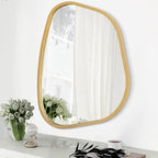 Asymmetrical Accent Mirror for Wall Irregular Oval Wood Frame Modern Unique by HLFMVWE