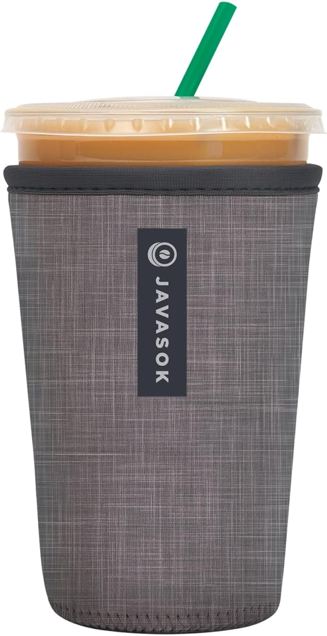 Sok It JavaSok Iced Coffee & Cold Soda Insulated Neoprene Cup Sleeve (Anthracite, Medium: 22-28oz)