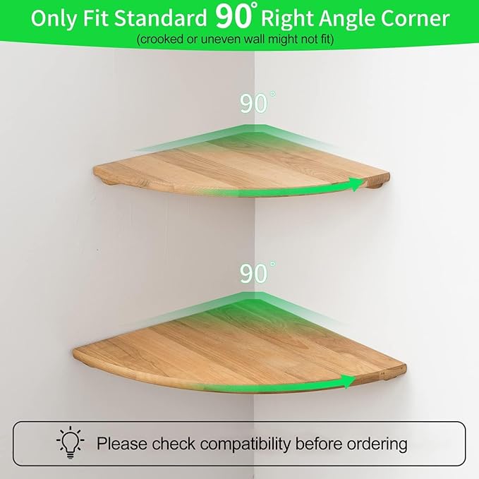 Corner Shelves, Floating Corner Shelf, Round End - Image 2