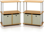 Furinno TURN-N-TUBE Storage Shelves Set of 2, 3-Tier Toolless Book Shelf - Image 3