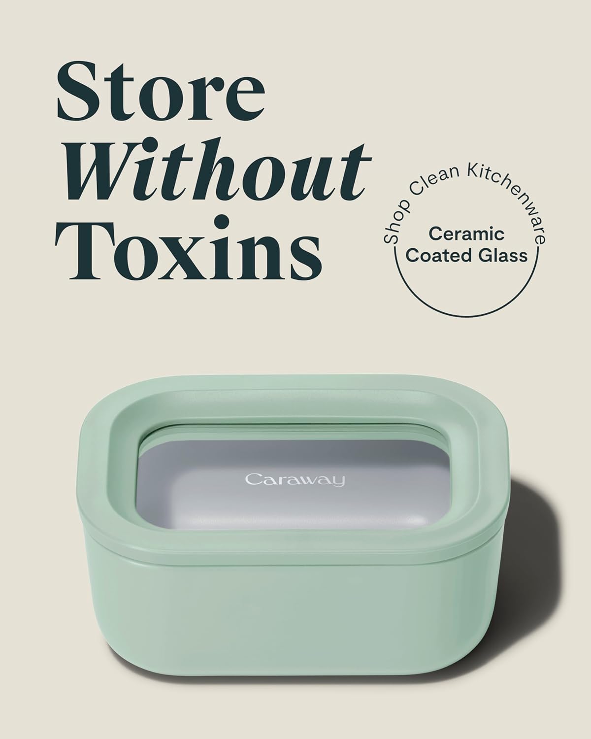 Caraway 2pc Glass Food Storage Set - 2.6 Cup Food Containers (2) - Non-Toxic Ceramic-Coated Glass - Air Release Technology - Compact & Stackable Design - Mist