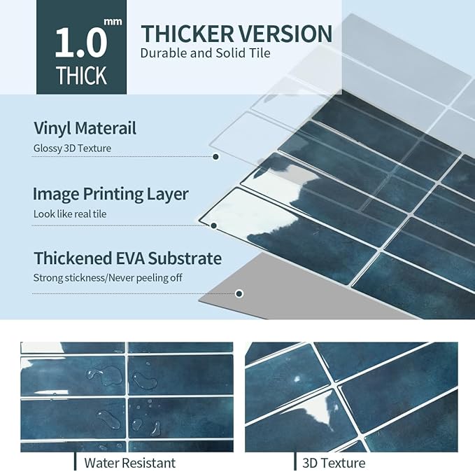 Peel and Stick Backsplash 3D Wall Tiles, Self-Adhesive, Oil Proof, Waterproof - Image 3