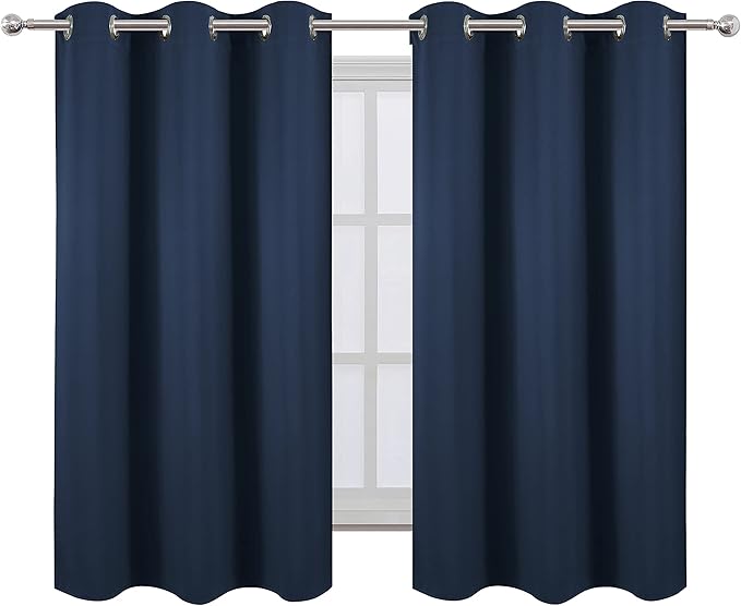 LEMOMO Navy Blue Blackout Curtains 34 x 54 Inch Length/Set of 2 Curtain - Image 2