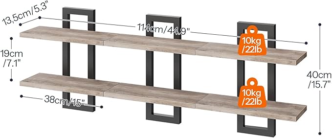 HOOBRO Floating Shelves, 15 Inch Wall Shelf Set of 3, Wall Mounted Storage - Image 2