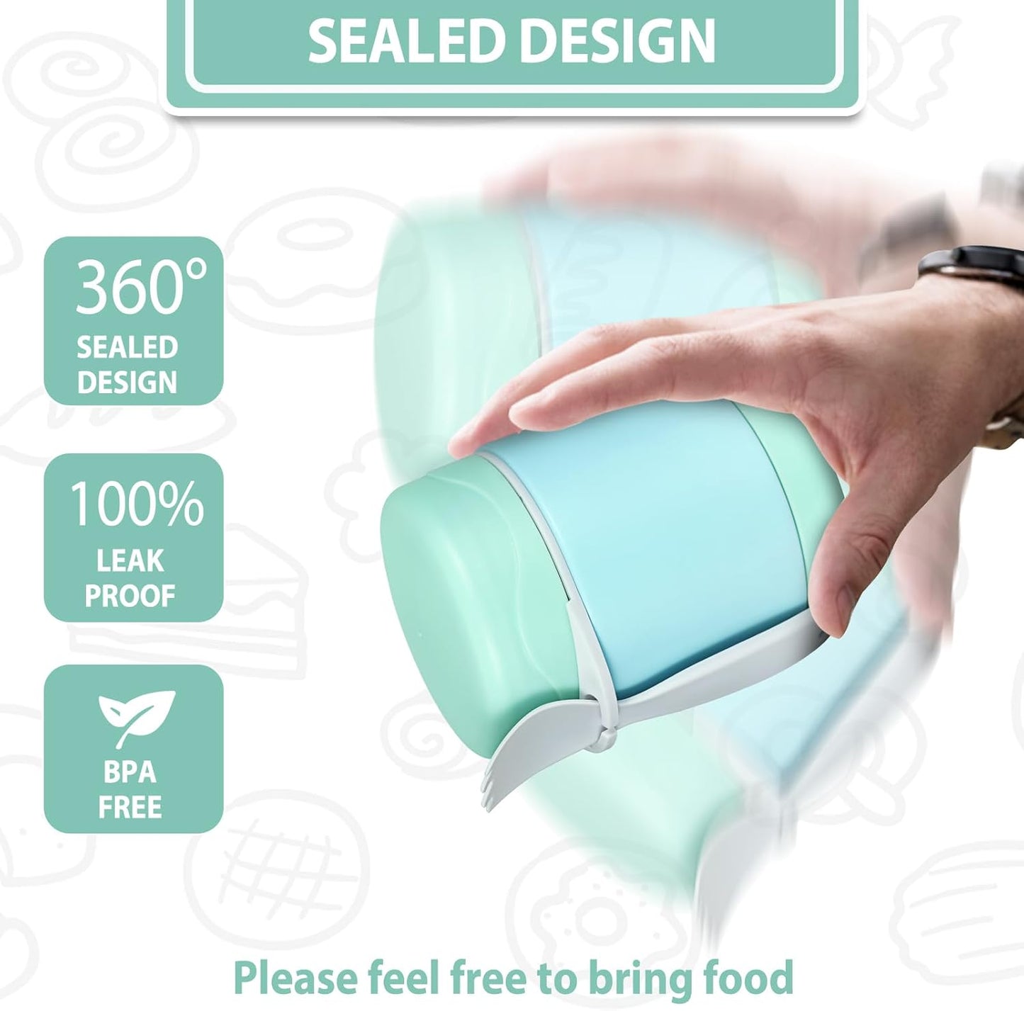 10oz Soup Thermo for Hot Food Kids,Lunch Thermo Kids Food Jar with Spoon Hot Insulated Food Containers,Leak Proof Stainless Steel Wide Mouth Lunch Food Thermo Jar for School(Mint-Green)