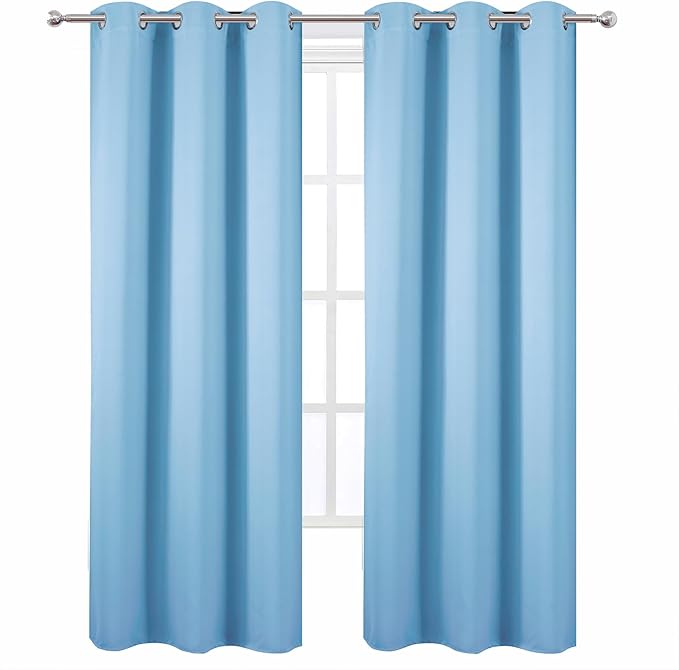 LEMOMO Sky Blue Thermal Blackout Curtains/42 x 84 Inch/Set of 2 Panels Room - Image 2