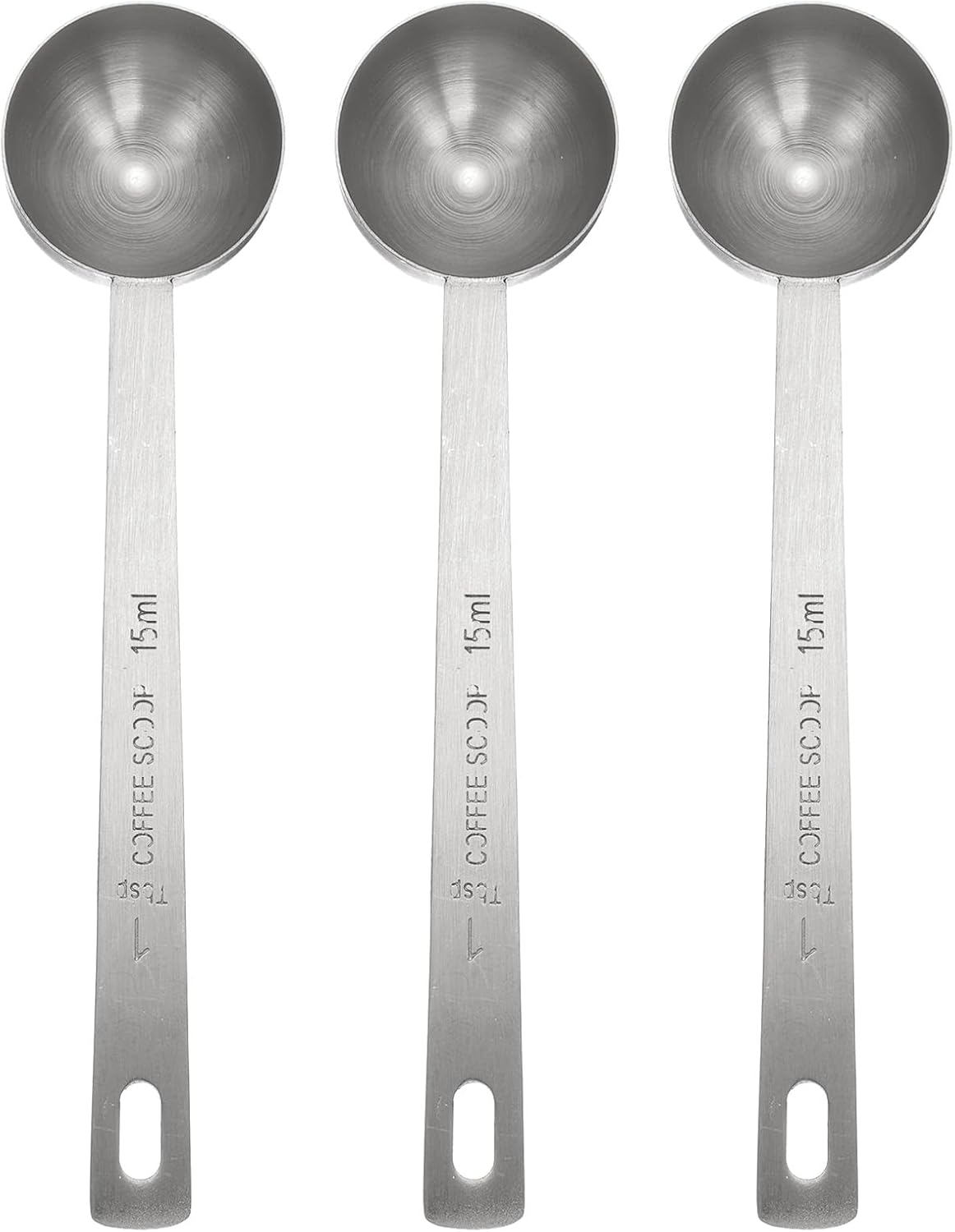 HARFINGTON 3pcs Coffee Scoop Spoon 1tbsp (3tsp, 15ml) 304 Stainless Steel Long Handle Teaspoon/Tablespoon Measuring Spoons Scoops for Tea Sugar Kitchen, Silver