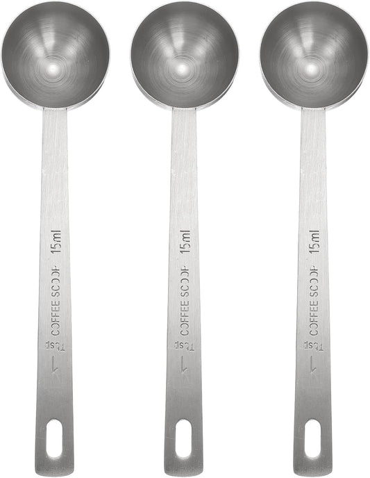 HARFINGTON 3pcs Coffee Scoop Spoon 1tbsp (3tsp, 15ml) 304 Stainless Steel Long Handle Teaspoon/Tablespoon Measuring Spoons Scoops for Tea Sugar Kitchen, Silver