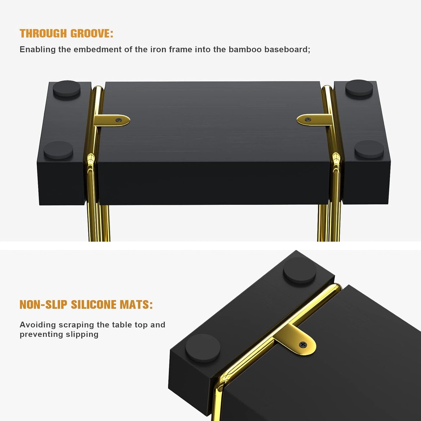 Napkin Holder for Table, Gold Kitchen Accessories for Dining Table Farmhouse Cocktail Picnic Rustic Bamboo Iron Wood Holders for Mail Bills Suitable for All Dining Room Decor Gold & Black