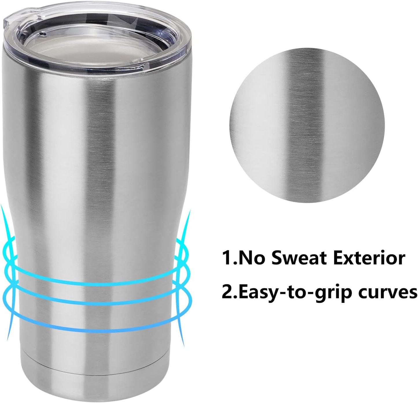 DOMICARE 20oz Tumbler with Lid Stainless Steel Tumblers Bulk, Double Wall Vacuum Insulated Coffee Travel Mug, 4 Pack Stainless Steel