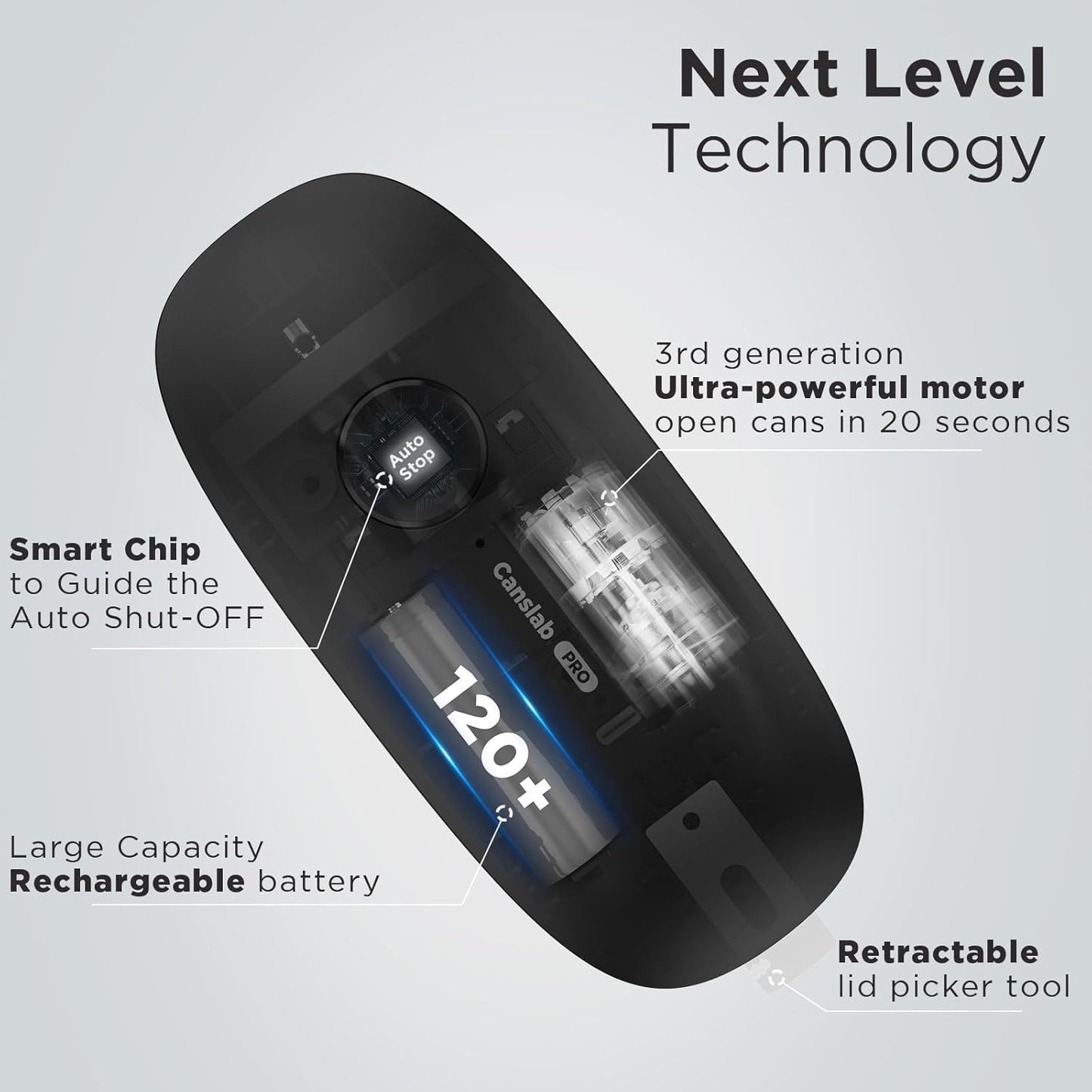 Ultrablade PRO Auto Stop USB Rechargeable Can Opener for Kitchen for Seniors with Arthritis, Long Battery Life, Handfree One Touch, Side Cut for Smooth Edge, Wall Mounted Small Size, Brown