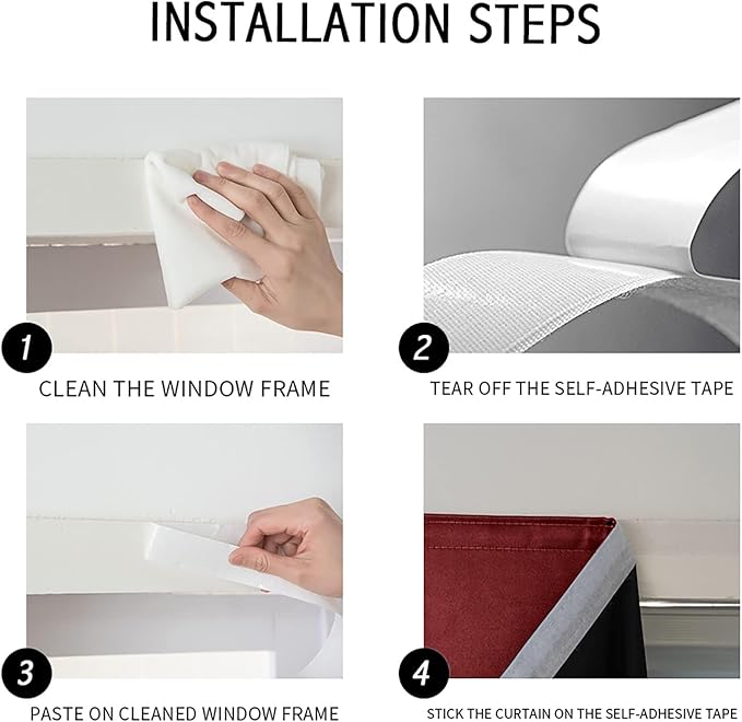 AJAZZ Self Adhesive Curtains 100% Blackout Shades Window Cover Sticky Curtain - Image 3