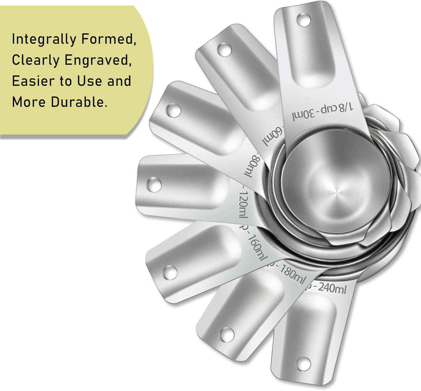 1PCS 1/3Cup (80ml, 2.7oz) Single Measuring Cup, Stainless Steel Measure Scoop, Metric and US Measurement, Heavy Duty, Dishwasher Safe
