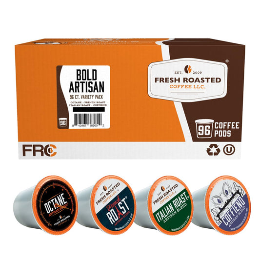 Fresh Roasted Coffee, Bold Artisan Blend Variety Pack, K-Cup Compatible, 96 Pods