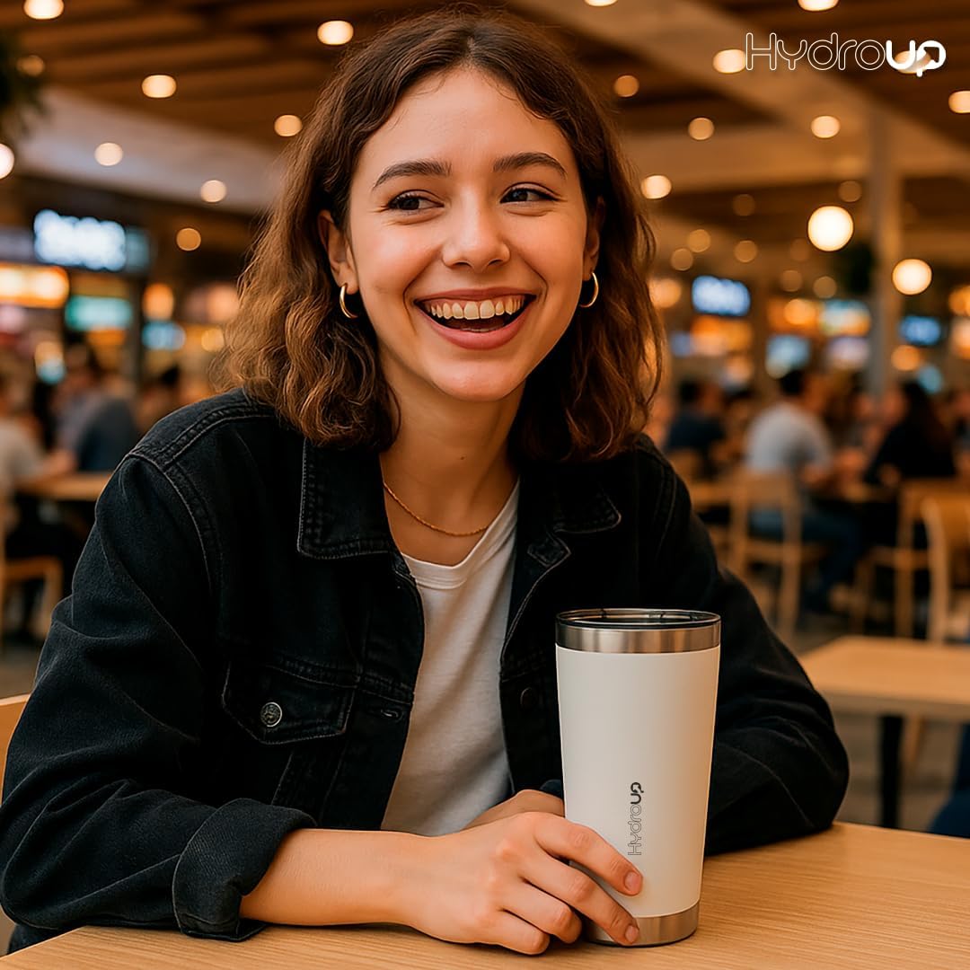 20 oz Tumbler Cup | Stainless Steel Insulated Coffee Mug with Lid | Coffee Travel Mug & Iced Coffee Cup | Leakproof Coffee Tumbler | BPA-Free Insulated Tumblers (White)