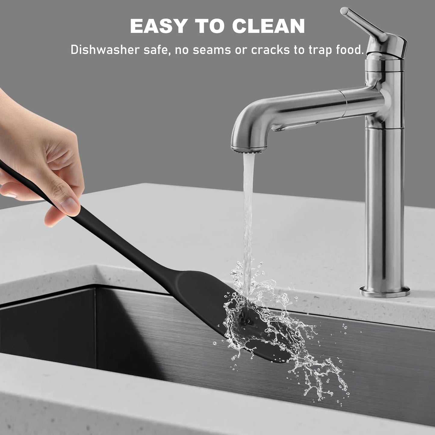 NileHome Silicone Spatula Set, Food Grade Rubber Spatula High Heat-Resistant Premium BPA-Free One Piece Seamless Design Cooking Spatulas Dishwasher Safe BPA-Free 4 pack (Black)