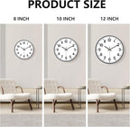 Black Wall Clock, 8 Inch Wall Clocks Battery Operated, Round Modern Non Ticking - Image 9