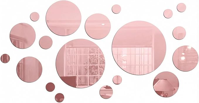Shappy 32 Pcs Acrylic Mirror Wall Stickers Removable Round Wall Decal Circle by Shappy