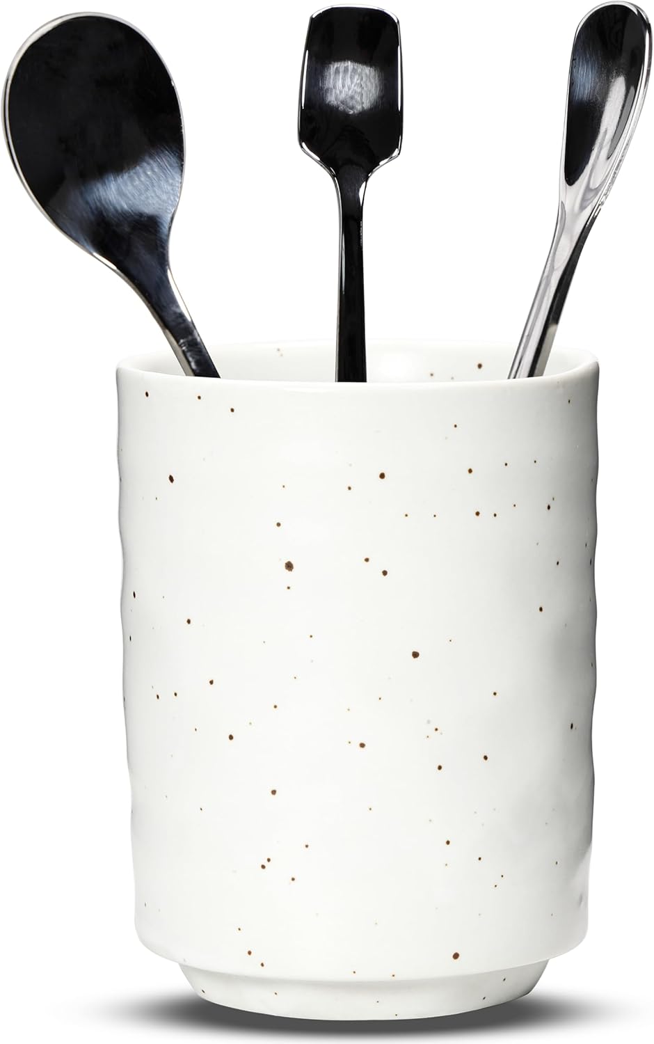 Ceramic Spoon Holder for Coffee Bar, Upright Tea Spoon Holder Cup, Coffee Stirrers Straws Stir Stick Holder, White