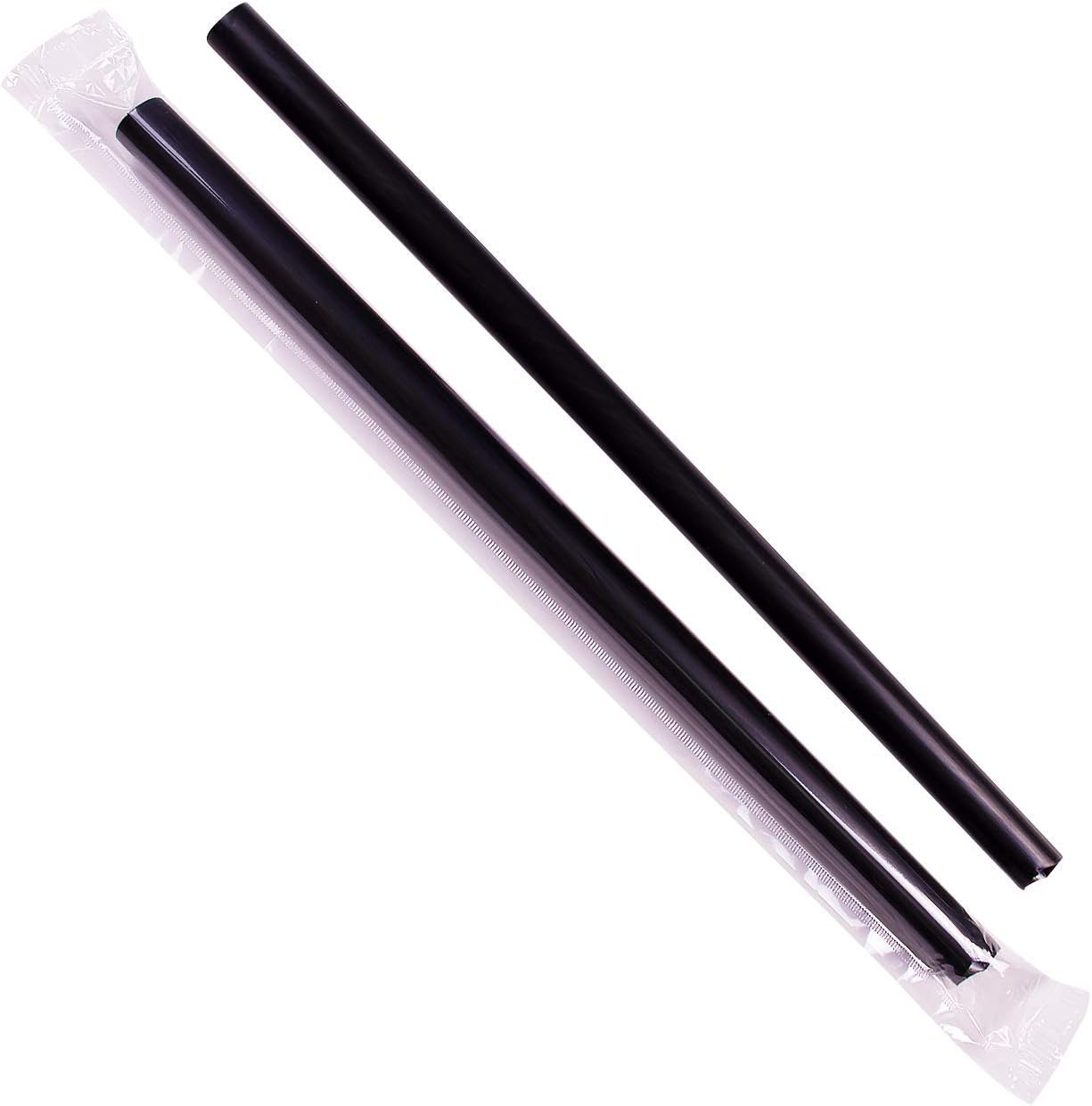 Karat [1,600 ct] 9" Boba Straws (0.39" Diameter), Individually Wrapped, Diagonal Cut | Black