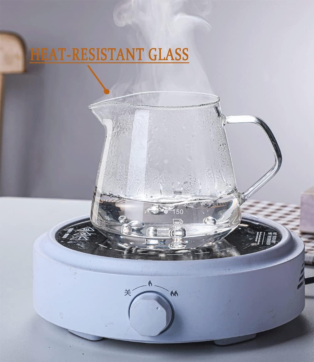 Pour Over Coffee Maker - 20 OZ /600ML Glass Carafe Coffee Server with Glass Coffee Dripper/Filter, Drip Coffee Maker Set for Home or Office, 1-5 Cups