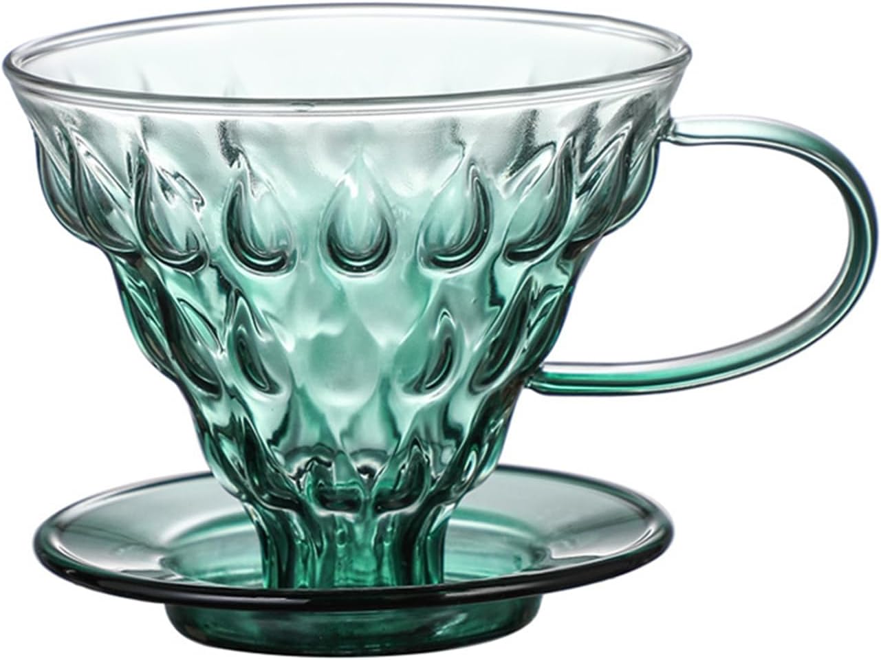 Glass Coffee Dripper, Pour Over Coffee Maker, Reusable Coffee Filter Cup, Slow Brewing Accessories for Home, Cafe, Restaurants(V02,1-4Cups) (Green)