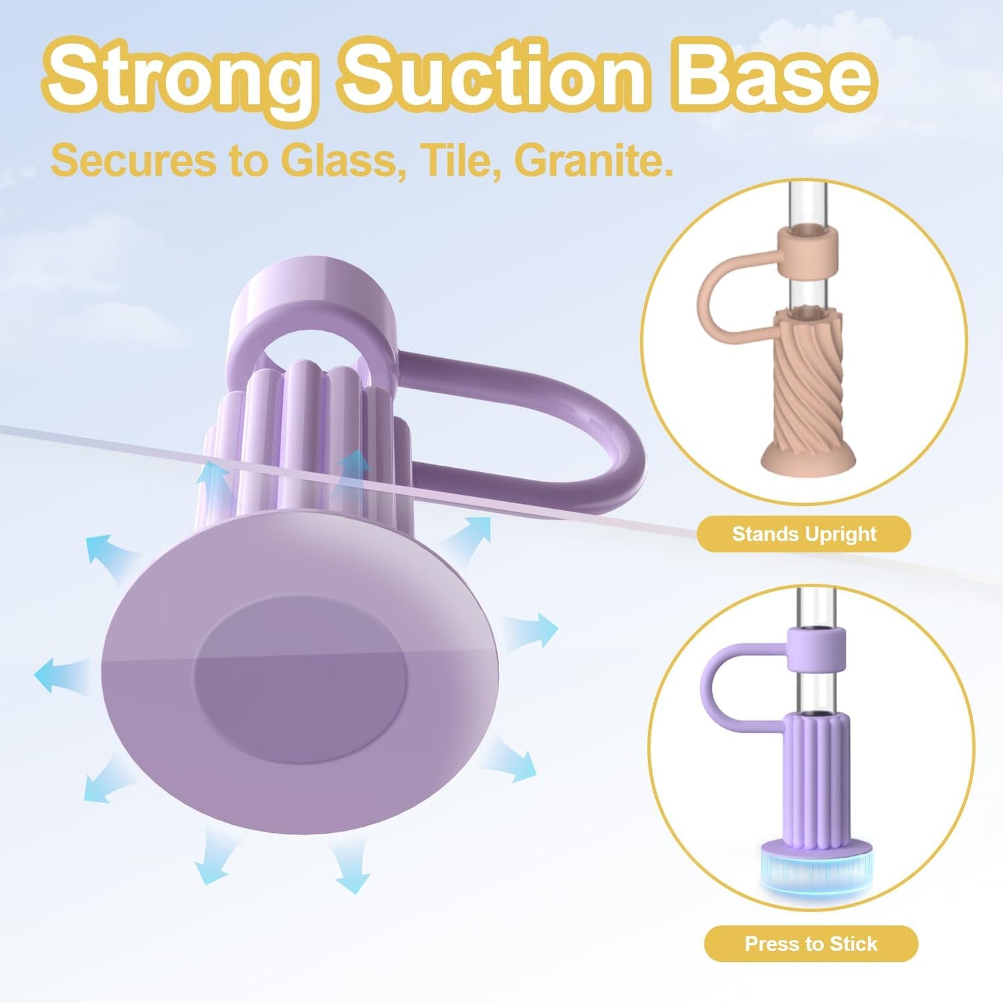 YOTIME Silicone Straw Covers Cap, 6 Pcs Reusable 0.39in/10mm Suction Cup Straw Toppers for Stanley Cup 40 30 oz, Multicolor