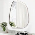Asymmetrical Mirror Small 26"x18" Irregular Wall Mirror Modern Wood Frame by HLFMVWE