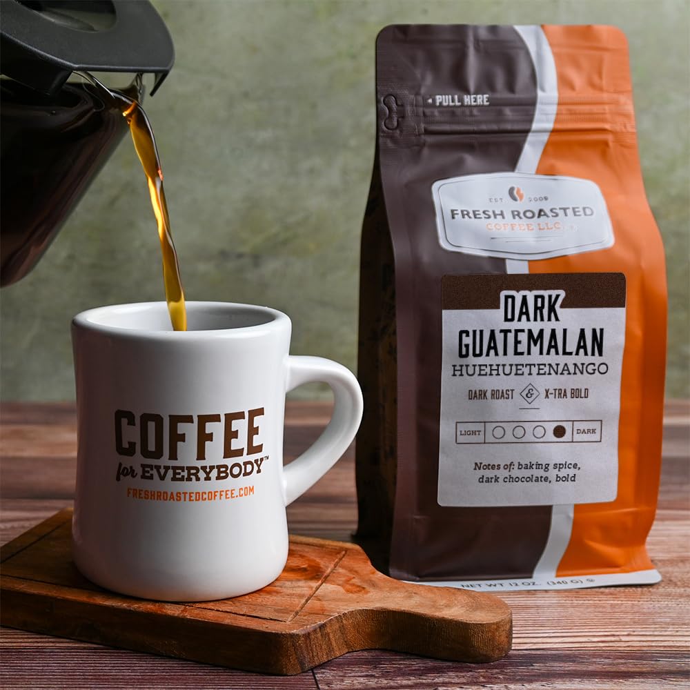 Fresh Roasted Coffee, Dark Guatemala Huehuetenango | 12 oz | Single Origin | Dark Roast | Kosher | Whole Bean